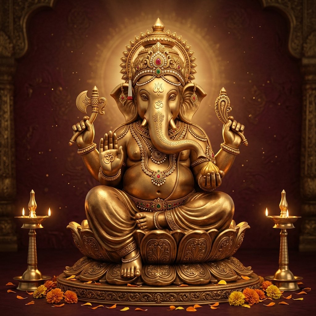 Divine Golden Lord Ganesha