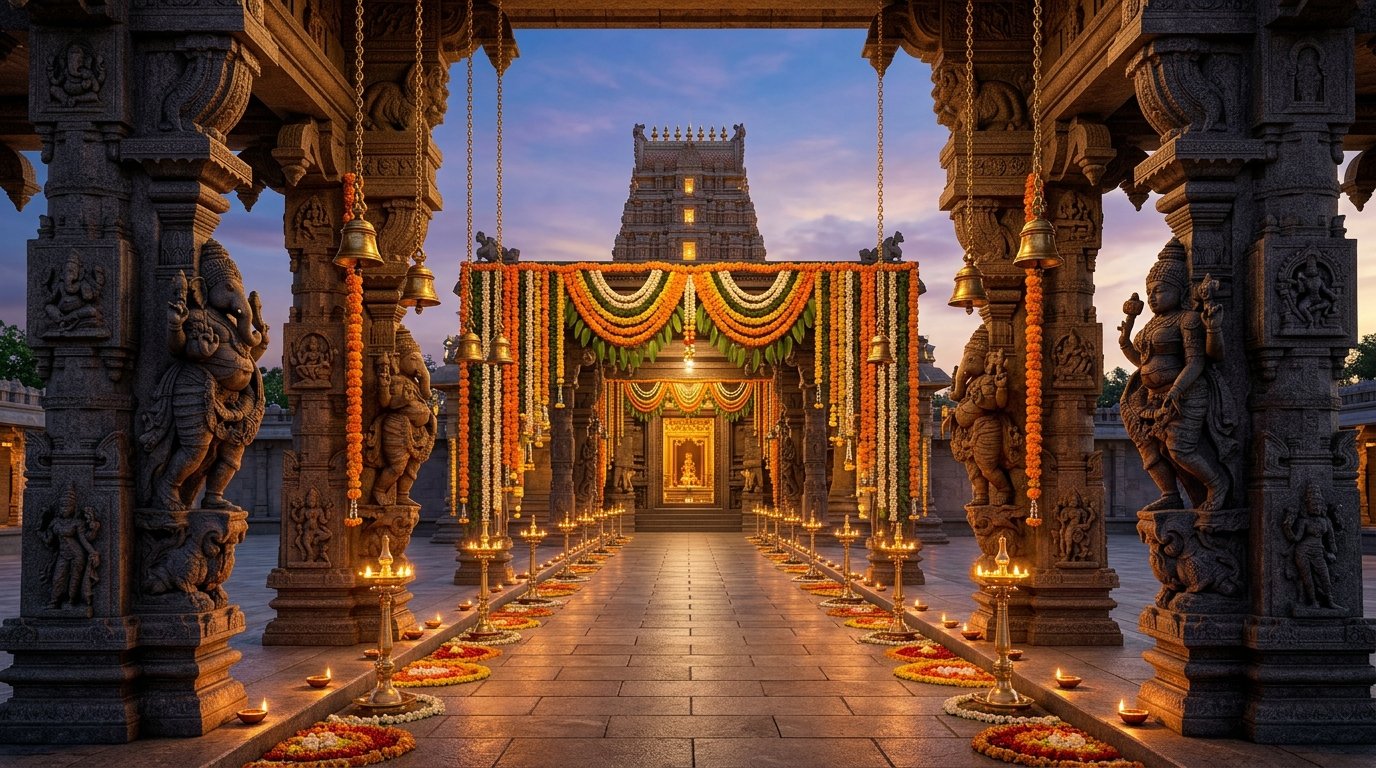 South Indian Vedic Temple Mandapam